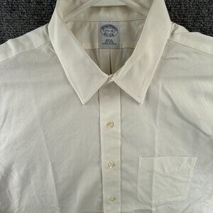 Brooks Brothers Point Cotton Non-Iron Slim 17.5 35 Off White Long Sleeve Shirt